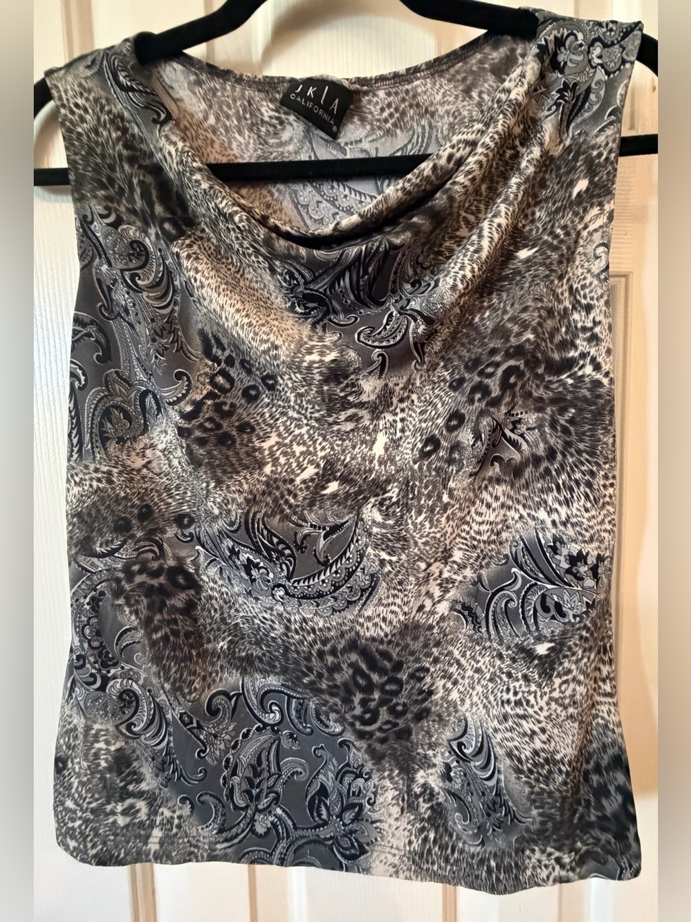 JKLA California Animal Paisley Cowl Neck Top Medium